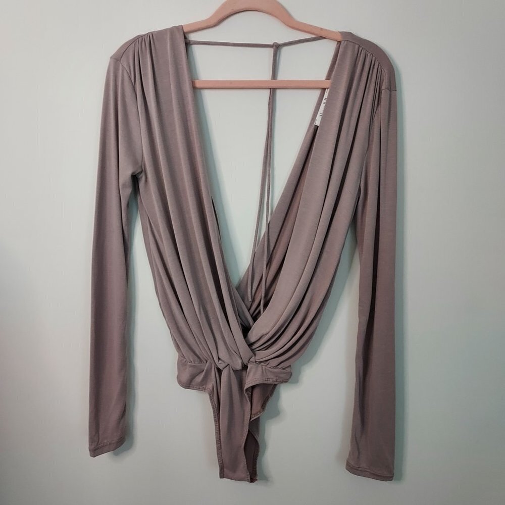 Honey Belle Long Sleeve Plunge Bodysuit - Picture 6 of 6